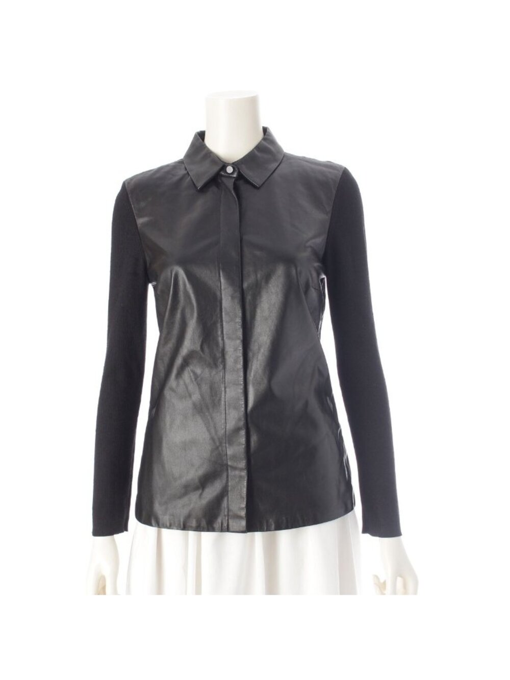 Gucci Archive Silk Wool Front Panel Contrast Knit Blouse Shirt Long Sleeve